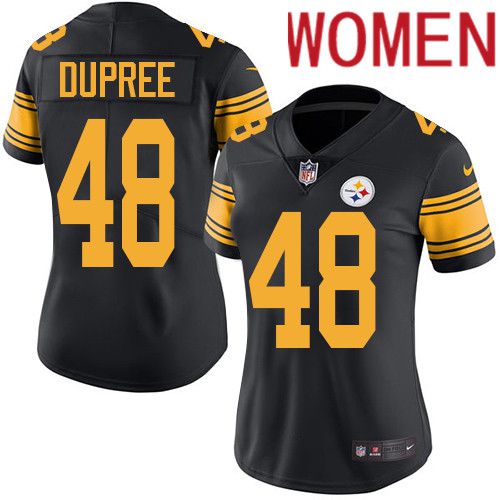Women Pittsburgh Steelers 48 Bud Dupree Nike Black Vapor Limited Rush NFL Jersey